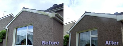 Before and After Hand Cleaning Fascia and Soffit Cleaning by GM Services, Cork, Ireland