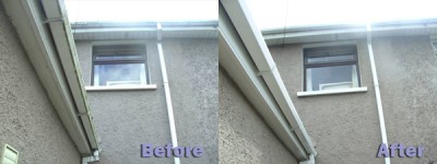 Before and After Hand Cleaning Fascia and Soffit Cleaning by GM Services, Cork, Ireland