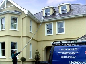 Purewater Window Cleaning using a waterfed pole from GM Services, Cork, Ireland