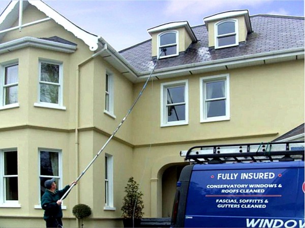 Purewater Window Cleaning using a waterfed pole from GM Services, Cork, Ireland